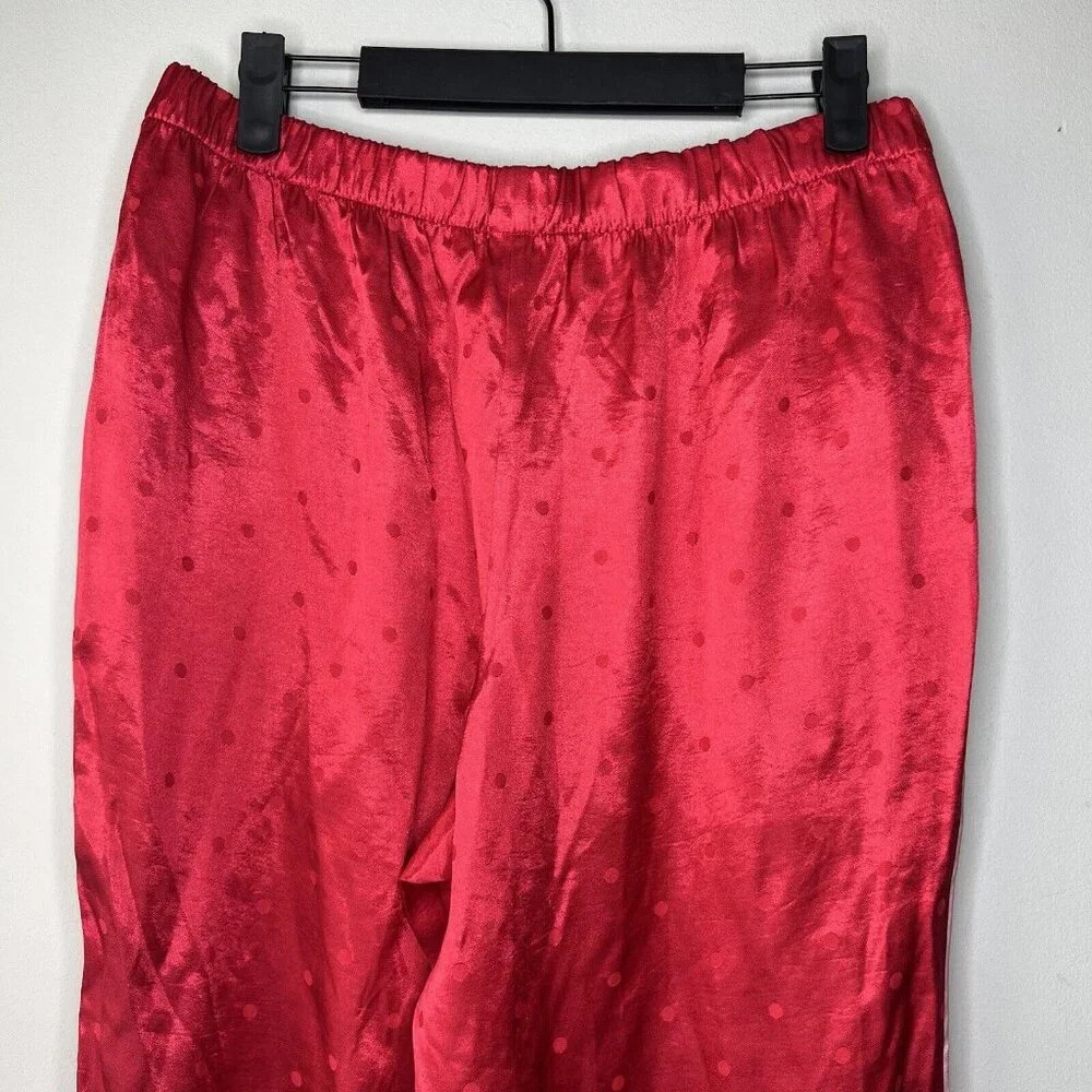 Victoria’s Secret Satin Silky Red Pajama Pants Pila Dot With Pockets Sz M - Picture 9 of 10